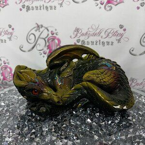 Windstone editions Hollywood California Decorative Dragon Figurine Green purple